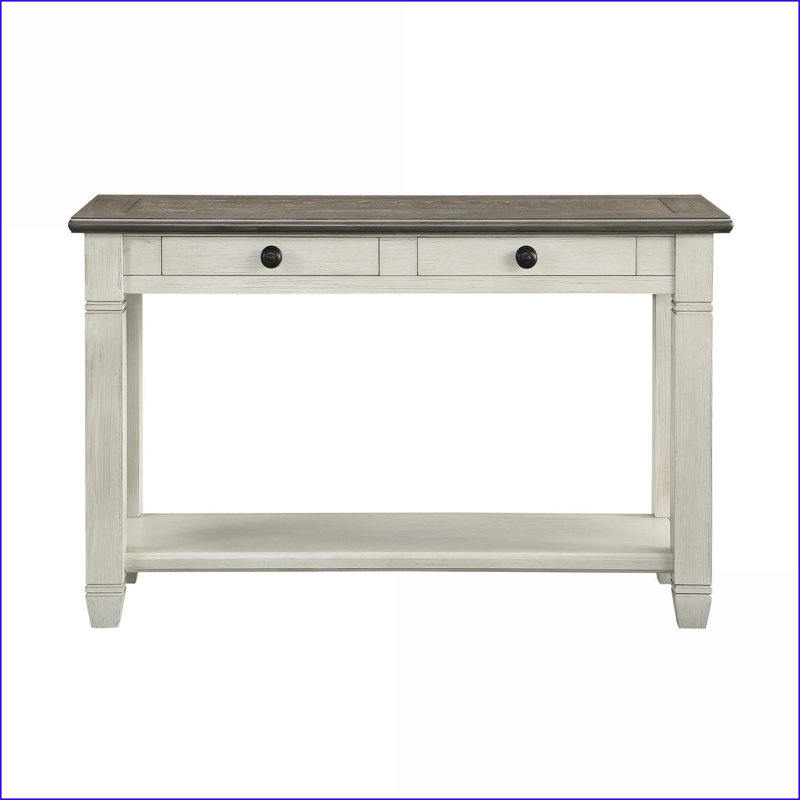 Rosy Brown &amp; Antique White Coffee Table for Living Room, Oak Veneer with 2 Drawers &amp; Lower Shelf