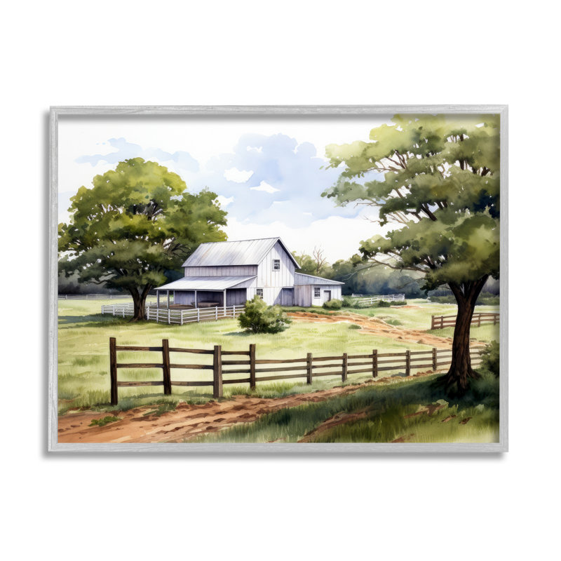 Peinture de maison de campagne sur bois par Ray Powers, Estampe numérique Farmhouse, H 24 po x l 30 po x P 1,5 po