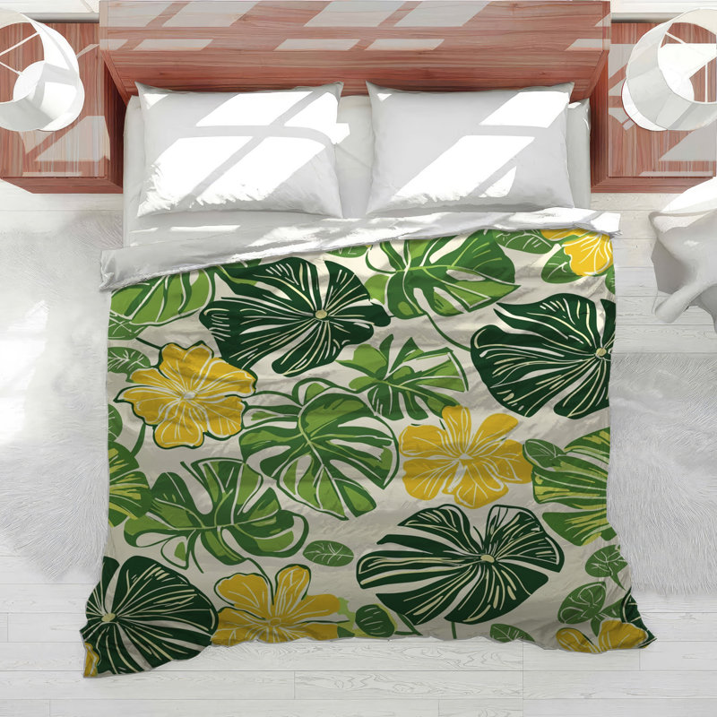 Leafy Design Bedding Floral Comforter Tropical, King Comforter