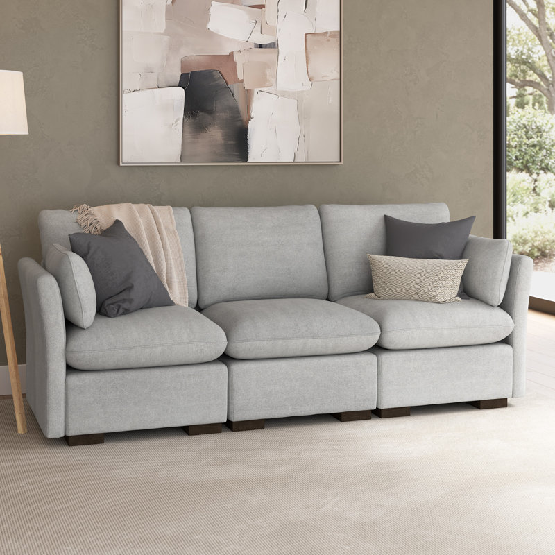 Stedman Modular 3-Seater Sofa, Living Room Furniture, Dove Gray, 36.61" H x 97.65" W x 35.83" D