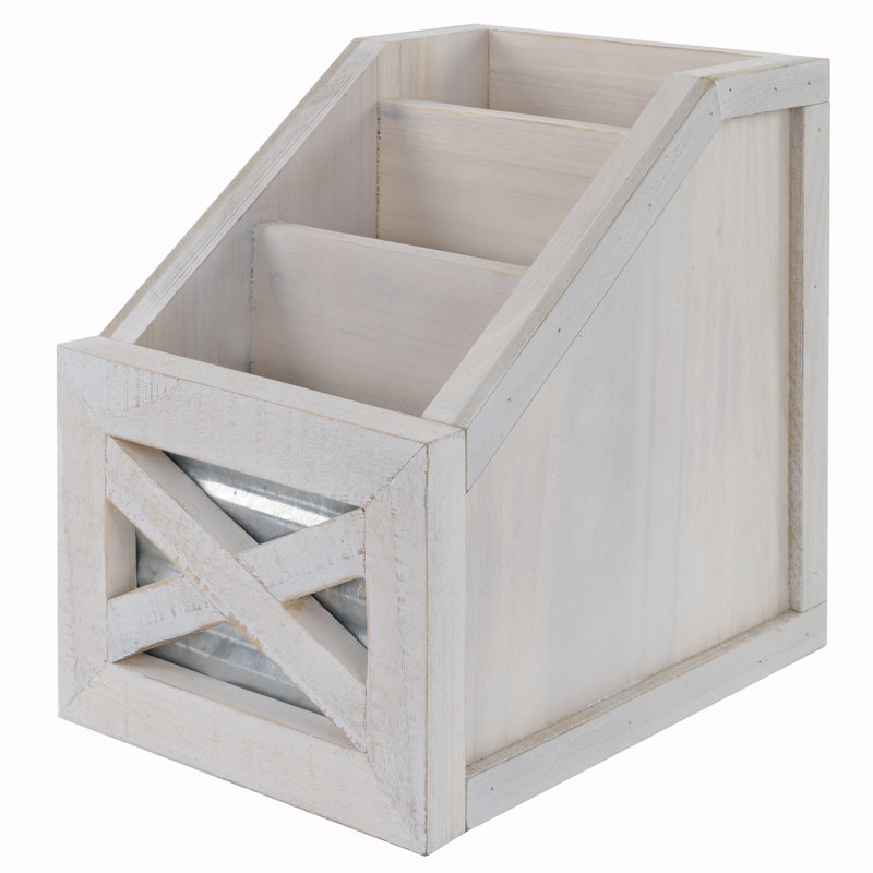 Rustic Remote Control Holder Organizer, White