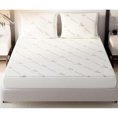 Rayon From  Waterproof  Mattress Pad Fitted Elastic Cover Protector - Stretches Up 17" Inches