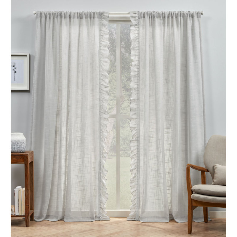 Paire de rideaux transparents avec passe-tringle, Gris, 54 po x 96 po
