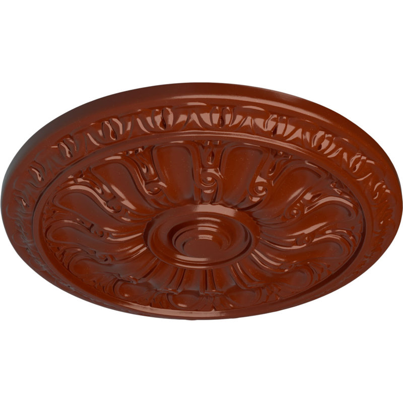 Endurathane Kirke Ceiling Medallion, 15 3/4"OD x 5/8"P (Fits Canopies up to 3 3/4"), Hand-Painted Firebrick Finish, Firebrick