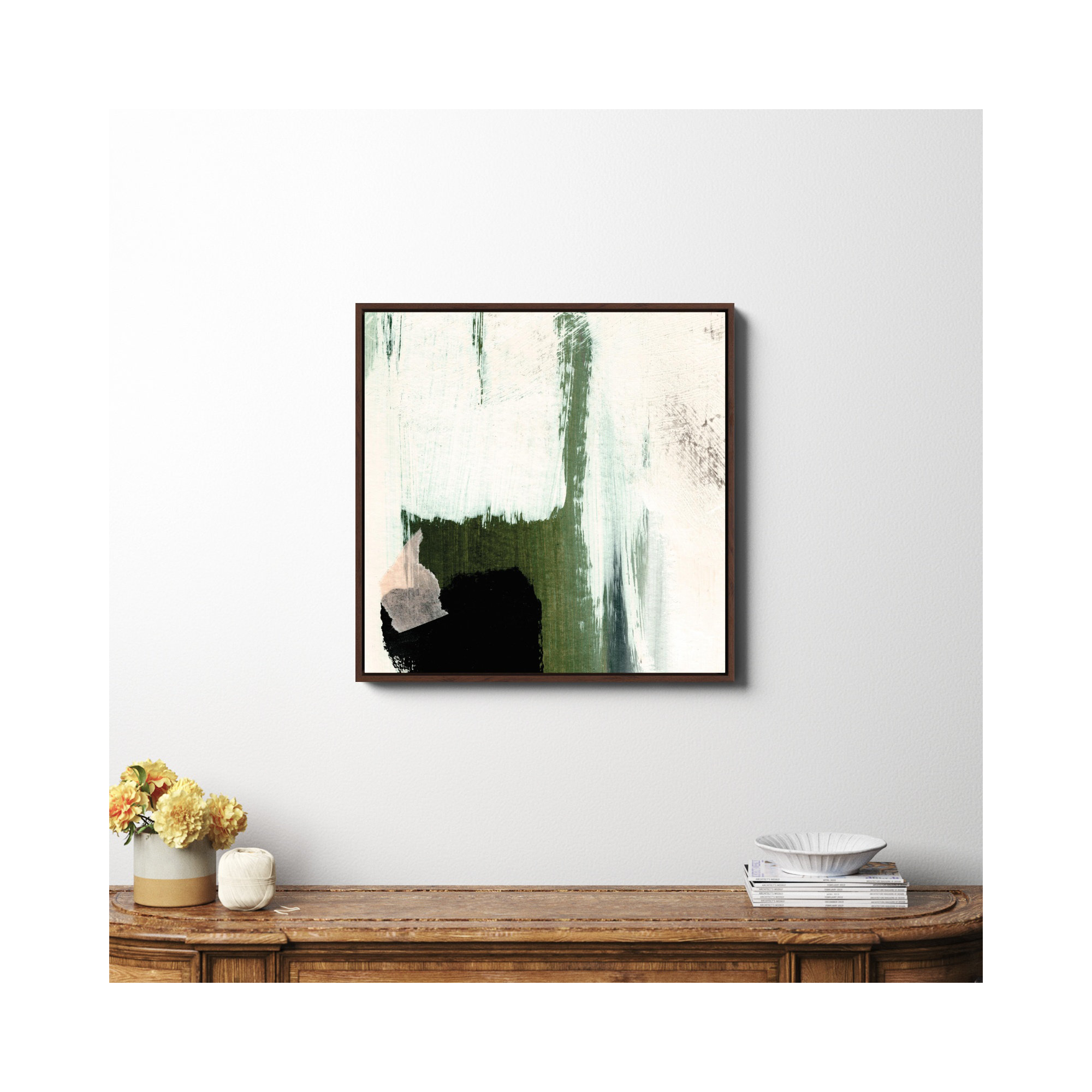 Abstract Minimal, No, 30" H x 30" W x 2" D, Espresso Framed Canvas