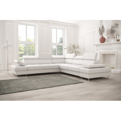 Anease 5 Seater Genuine Leather Reclining Corner Sectional