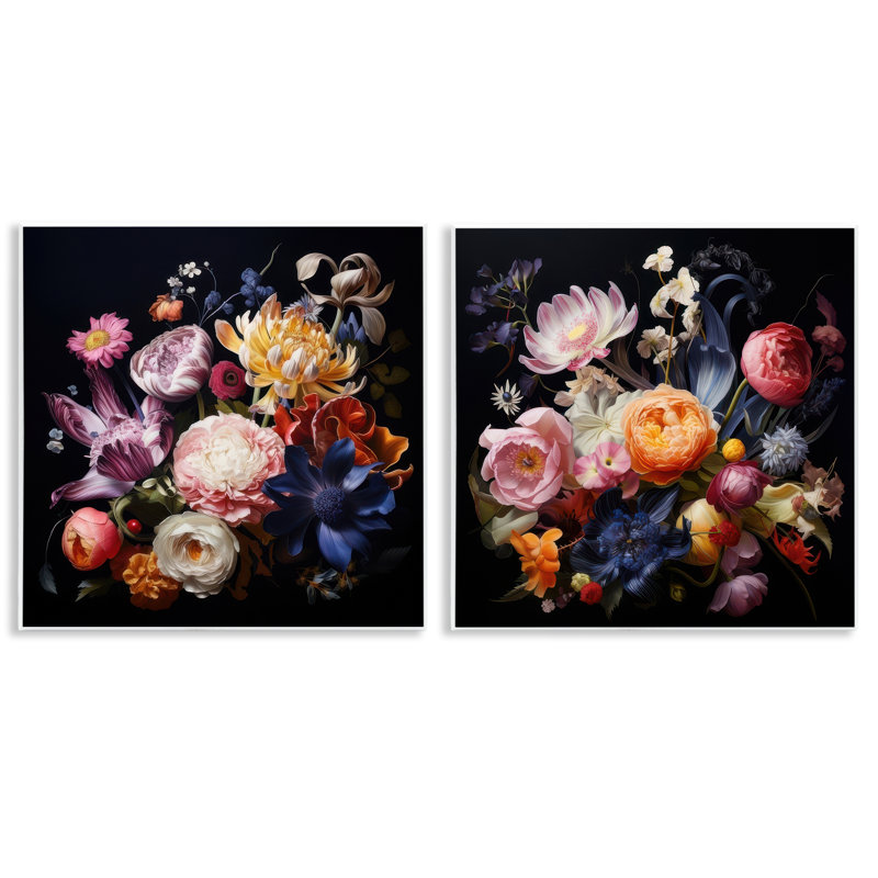 Ensemble de 2 plaques murales Exquis Floral Arrangement par Lazar Studio