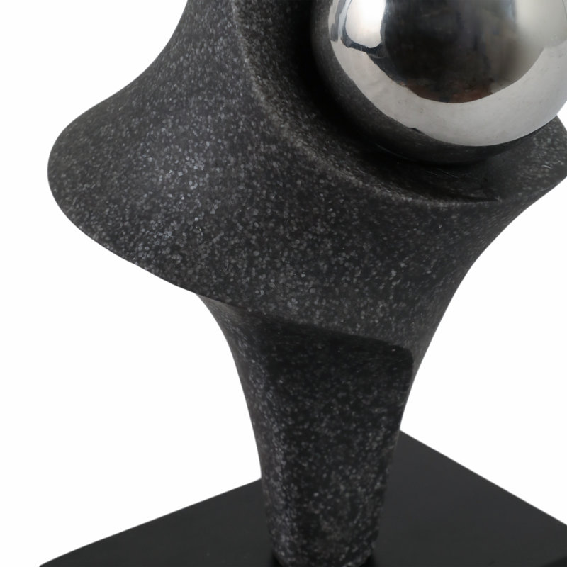 Sagebrook Home 18" Seraing Satuary With Stainless Steel Sphere