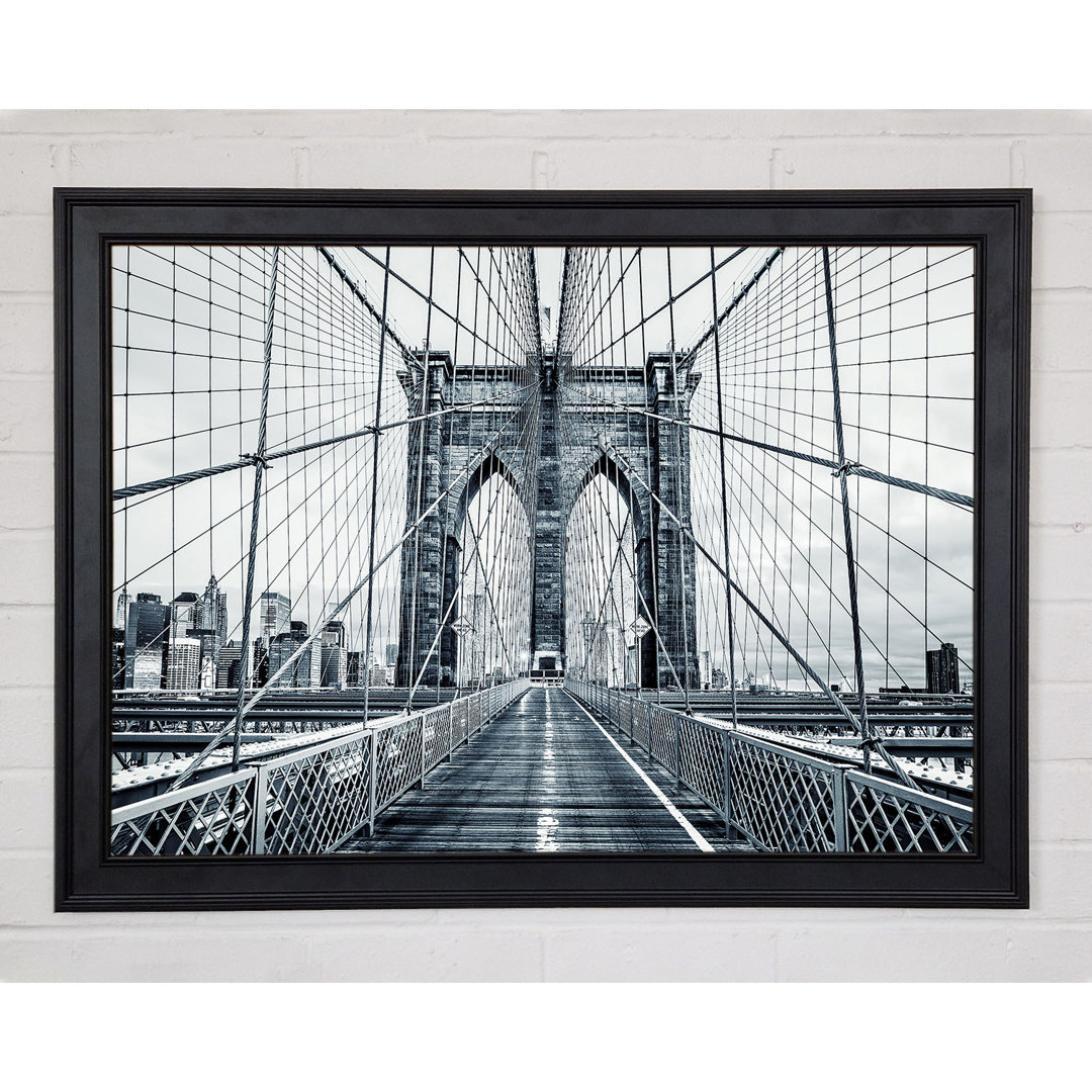 Silberne Brooklyn Bridge Gerahmter Druck