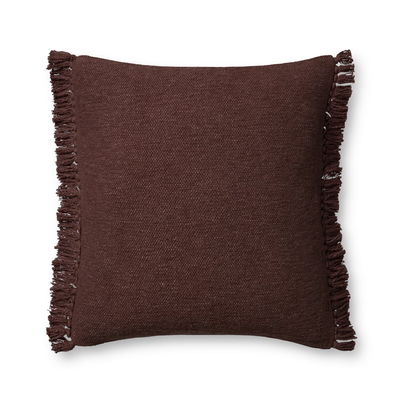 Coussin décoratif Magnolia Home par Joanna Gaines x Loloi Jett, Marron, 22 po x 22 po, housse seulement
