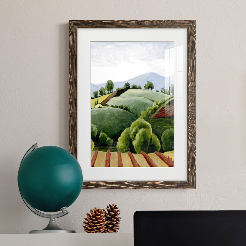 Tuscan Valley S croquis I encadré mat - prêt à accrocher, Cadre noyer, H 24 po x l 20 po x P 1 po