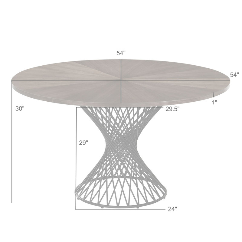 Lamasar Round Metal Base Dining Table, Brown/Black