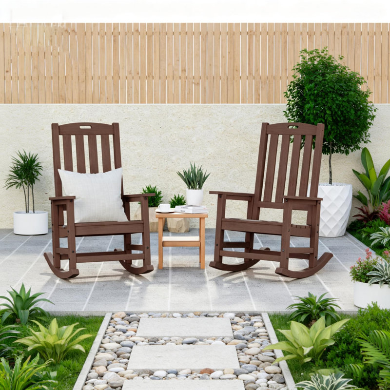 Ensemble de 2 chaises berçantes surdimensionnées HDPS, Brun, Ensemble de 2