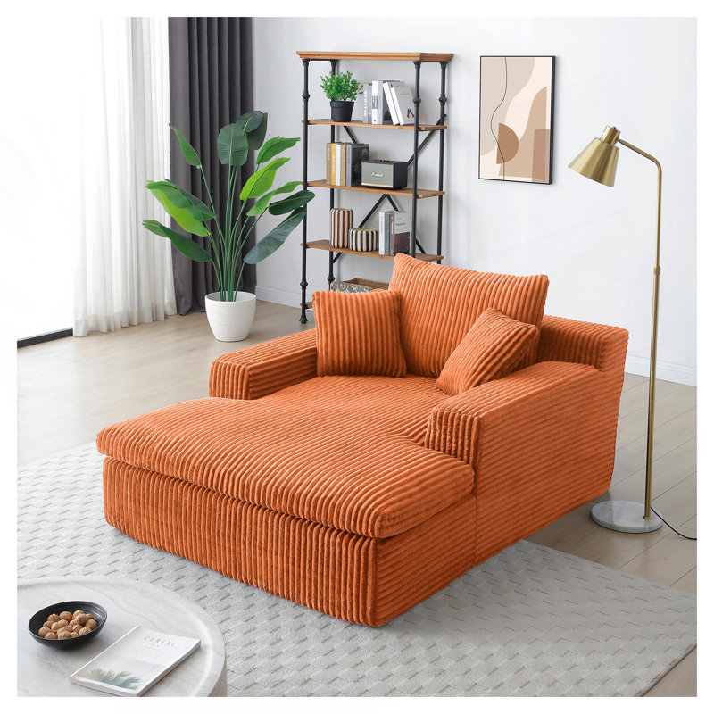 Chaise longue 64 po x 46 po pour canapé-lit rembourré surdimensionné pour l'intérieur, canapé-lit, chaises de lecture, coussins moelleux en fausse fourrure pour canapé de salon