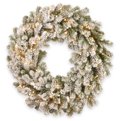 Snowy Sheffield Spruce Wreath with Twinkly LED Lights