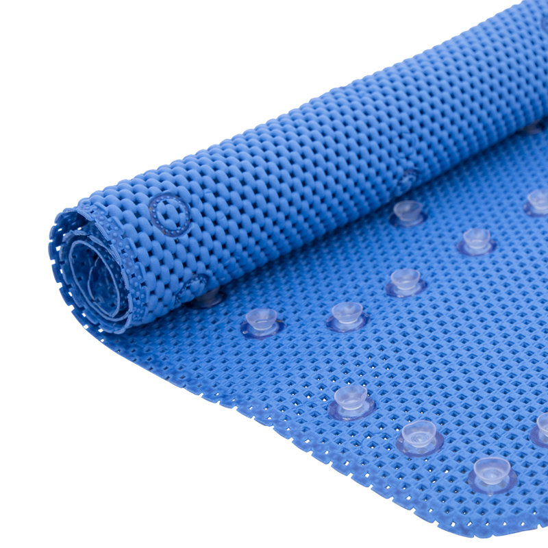 Tapis de bain antidérapant 36 po x 17 po, tapis de bain décoratif pour baignoire avec ventouses, tapis de salle de bain pour surfaces lisses bleu