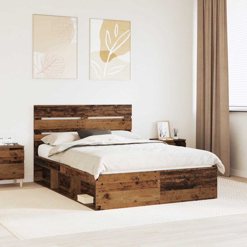 Solid Wood Bed, Old Wood, Kingsize (5')