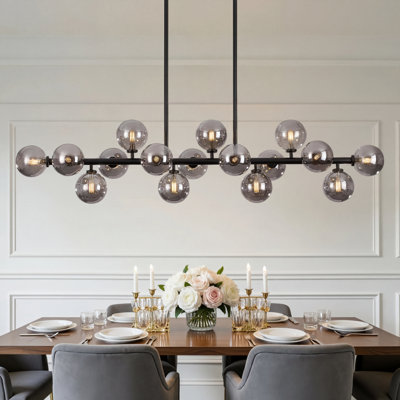 16 - Light Dimmable Bubble Glass Sputnik Modern Linear Chandelier