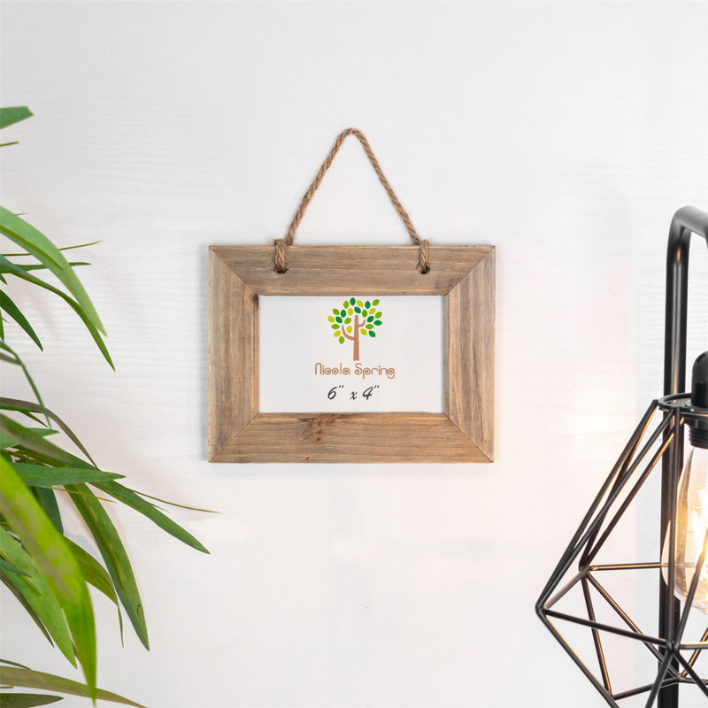 Nicola Spring - Rustic Wooden Hanging Photo Frames - Natural, 16.5cm H x 21.5cm W x 5.5cm D