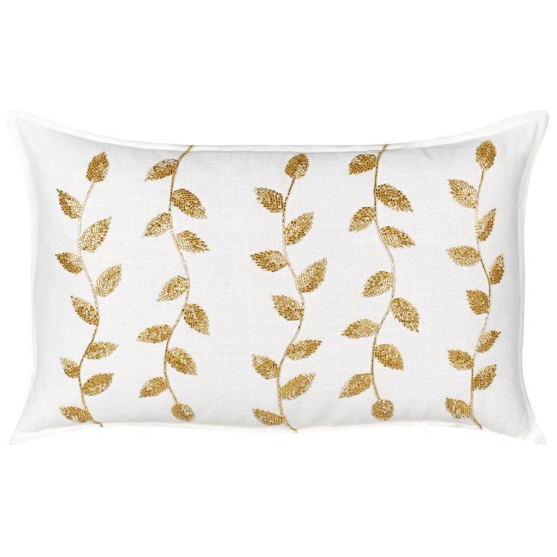 Delacruz Floral White Rectangular Cushion