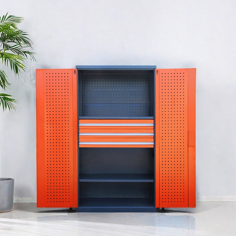 Multi-functional Large Capacity Garage Lockers, Orange/Black