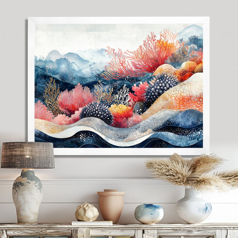 Avionce, oursin coloré dans le paysage de corail II - oursin, art mural, Reproduction encadrée d'une seule photo, Blanc