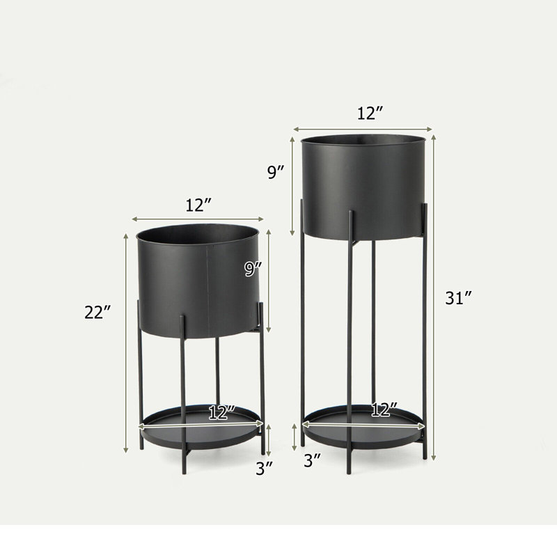 Ensemble de pots à fleurs en métal 3 pièces Philomenia