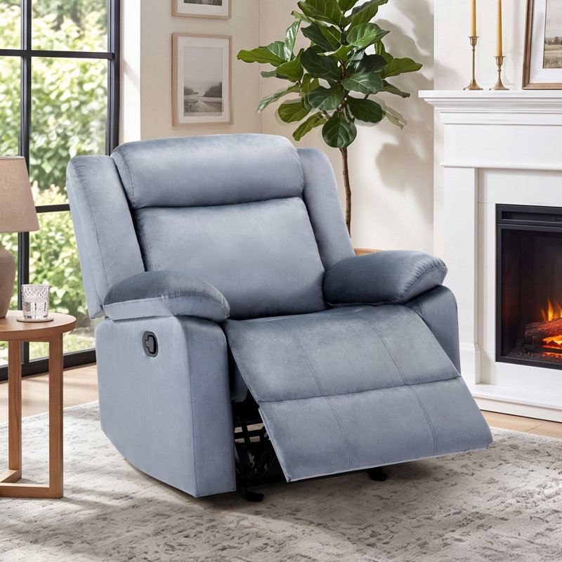Brynli 37.4" W Microfiber Rocker Recliner, Gray