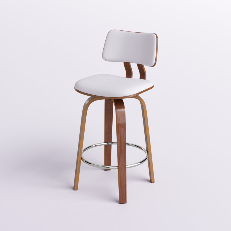 Benelli Mid-Century 26" Counter Stool With Swivel, White