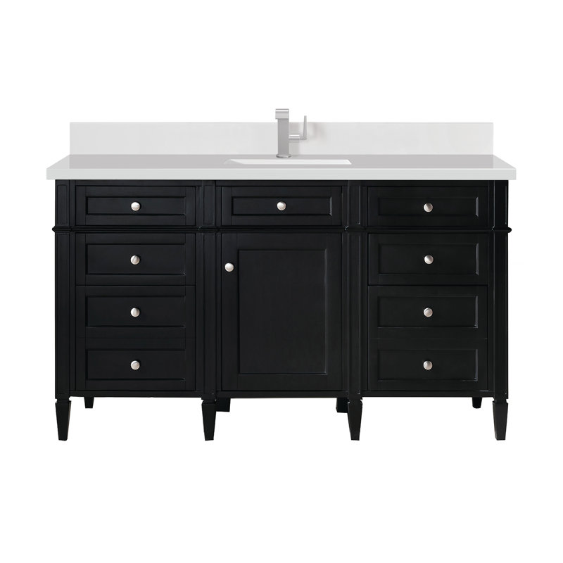 Brittany 60'' W Single Vanity, White Zeus, Black Onyx, 8" Widespread