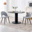 Set Of 4 Chairs - Modern Minimalist Horseshoe Velvet Dining Chair - Upholstered Hollow Back Chair - Black Metal Legs-641309014