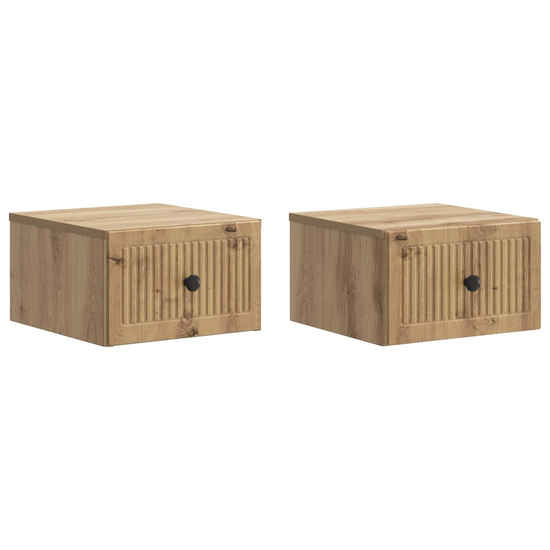 33cm W Manufactured Wood Bedside Table, Artisan Oak