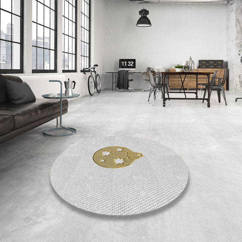 Or Kensie/Tapis décoratif blanc, Rond 6 pi