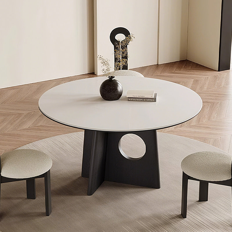 Table de salle à manger blanche et noire, H 29,53 po x L 35,43 po x l 35,43 po