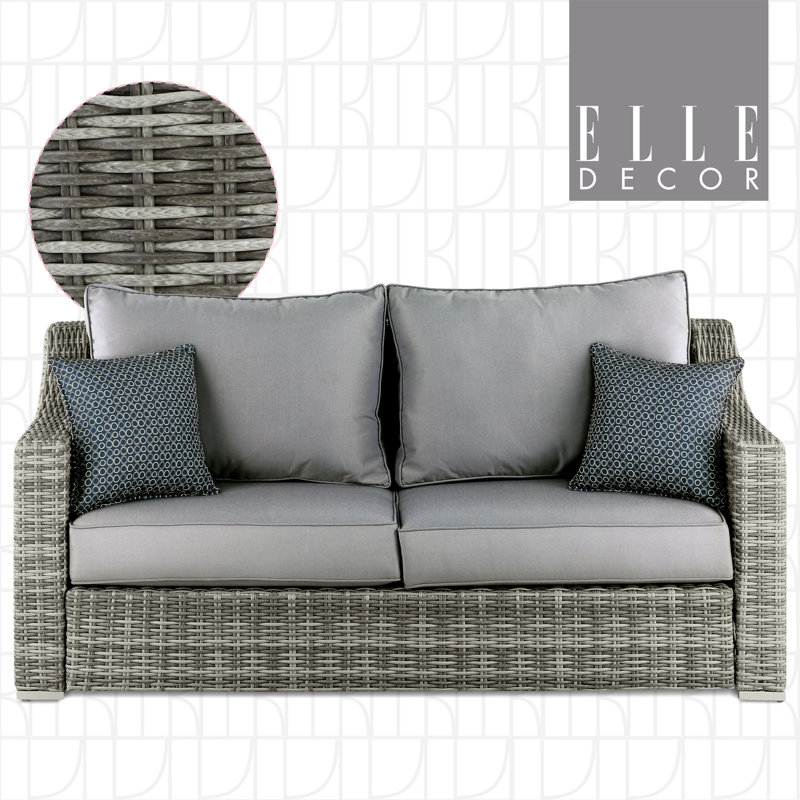 Elle Decor Vallauris Patio Outdoor Furniture Collection, Premium All Weather Wicker, Sofa, Grey