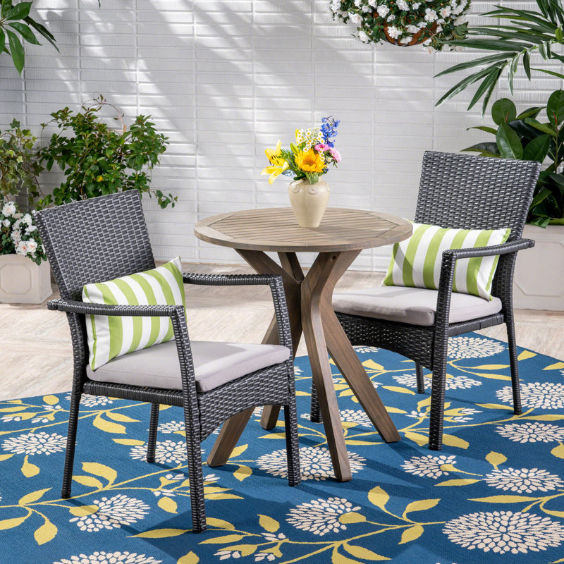 Ensemble bistro long avec coussins 27,5 po Howarth, Cadre gris / coussin gris