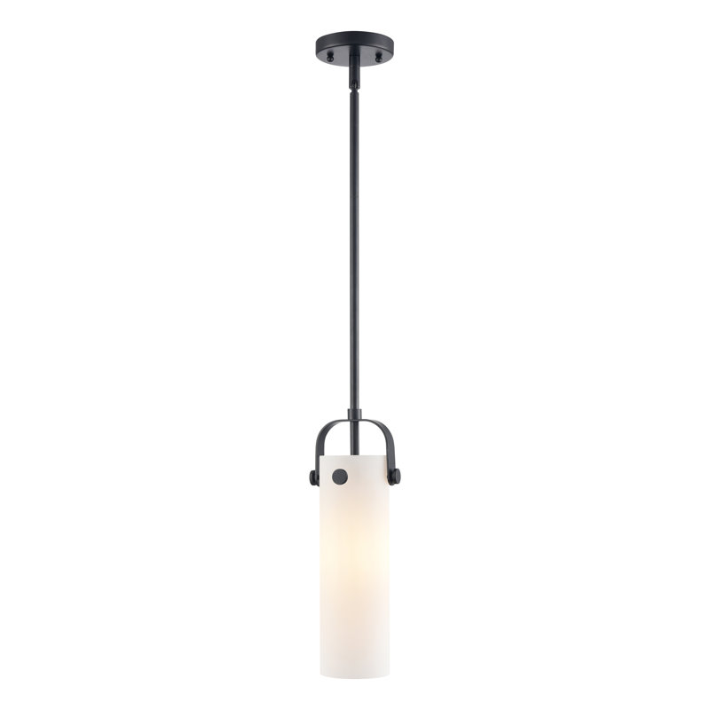 Luminaire suspendu à tige 1 lumière Shongopovi 12 po, H 14,5 po x l 5 po x P 5 po, Blanc mat, Noir mat