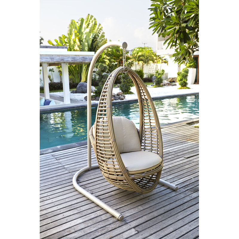 Heri Porch Swing with Stand, Kubu Mushroom, Canvas Canvas Sunbrella® Canvas