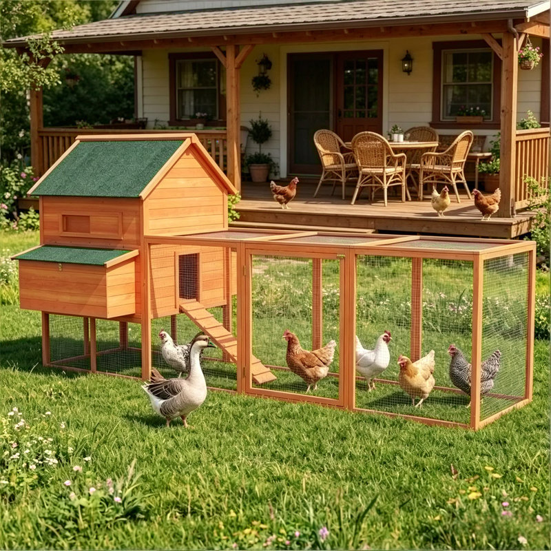 Poulailler en bois avec deux fenêtres coulissantes