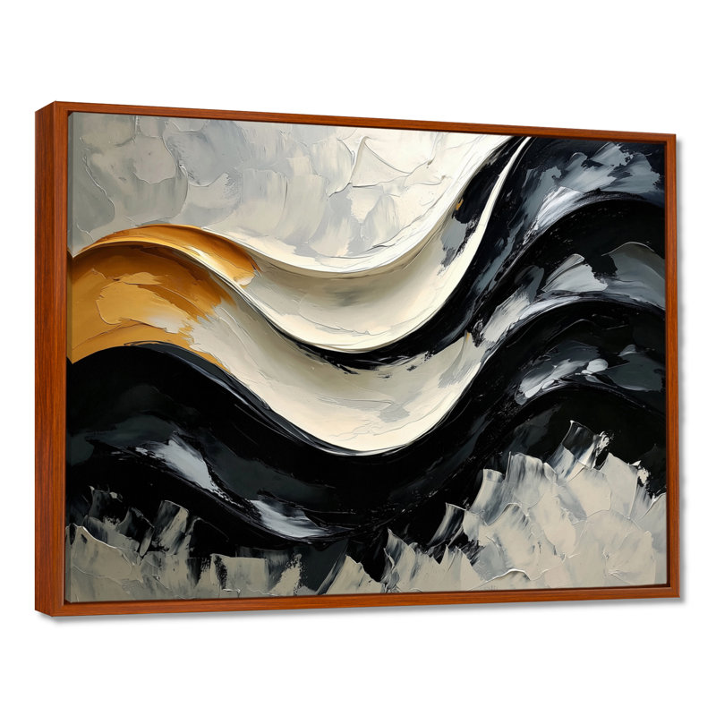 Okko - Abstract Wall Art, H 30 po x l 40 po, Brun, Cadre flottant