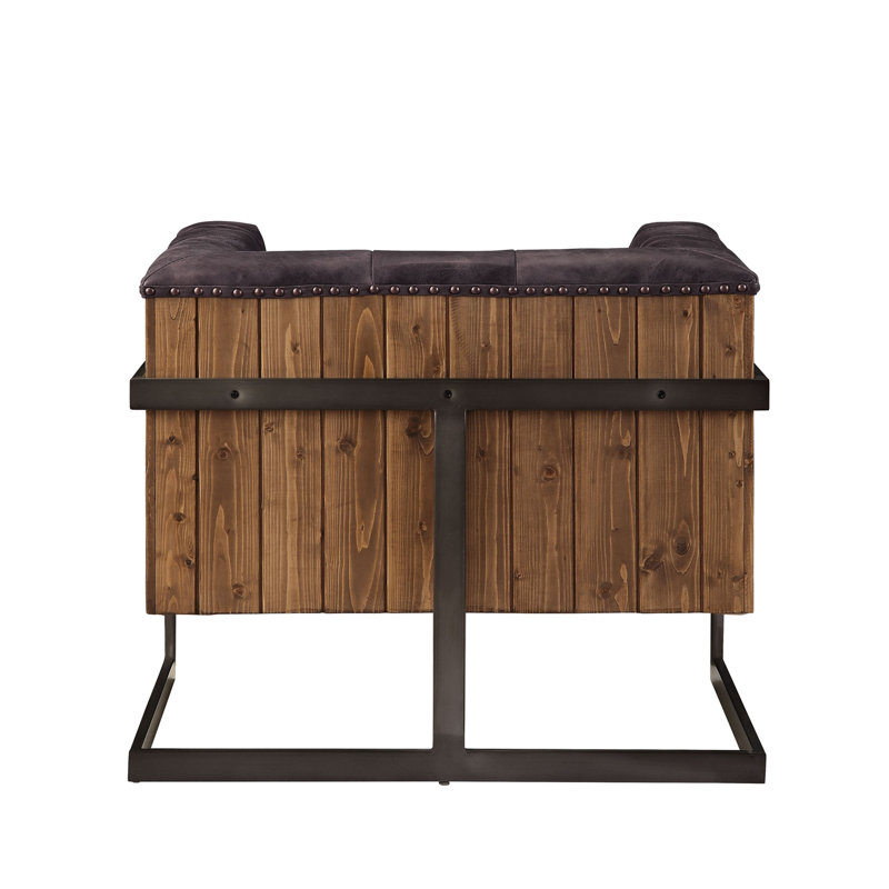 Fauteuil d'appoint capitonné ébène et chêne rustique
