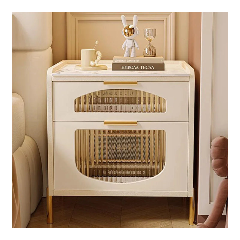 Auro 19.68cm W Manufactured Wood Bedside Table, Off White