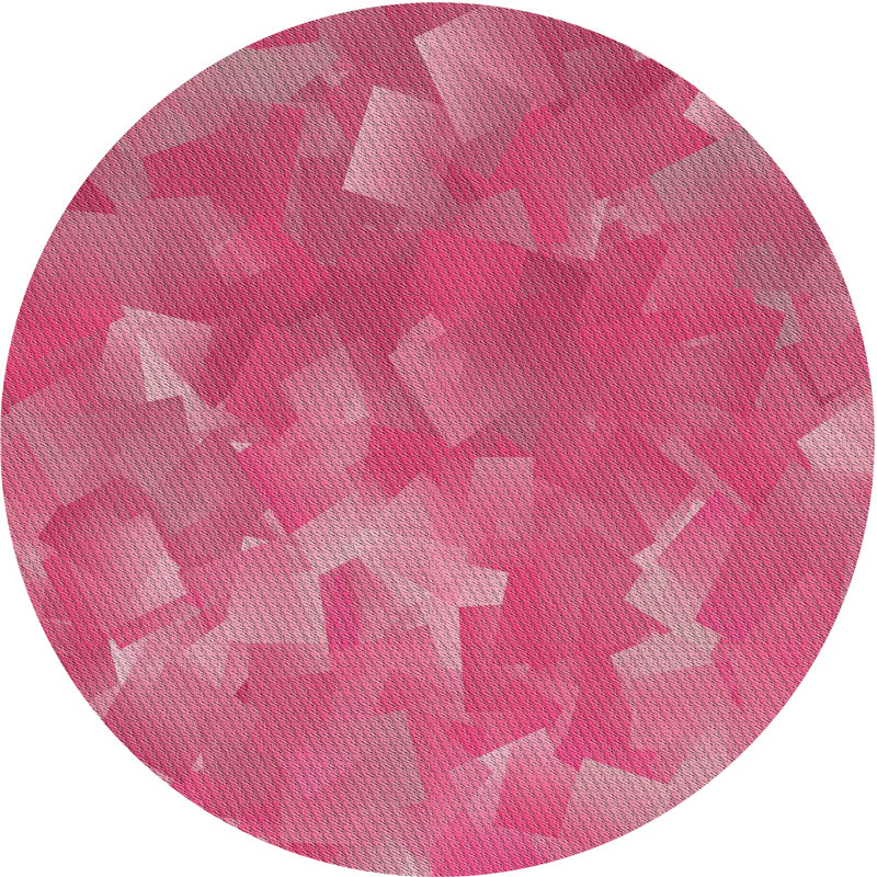 Tapis rose/zone grise à motifs, Rond 4 pi