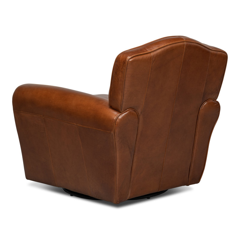 Elite Swivel Armchair, Dark Brown Genuine Leather