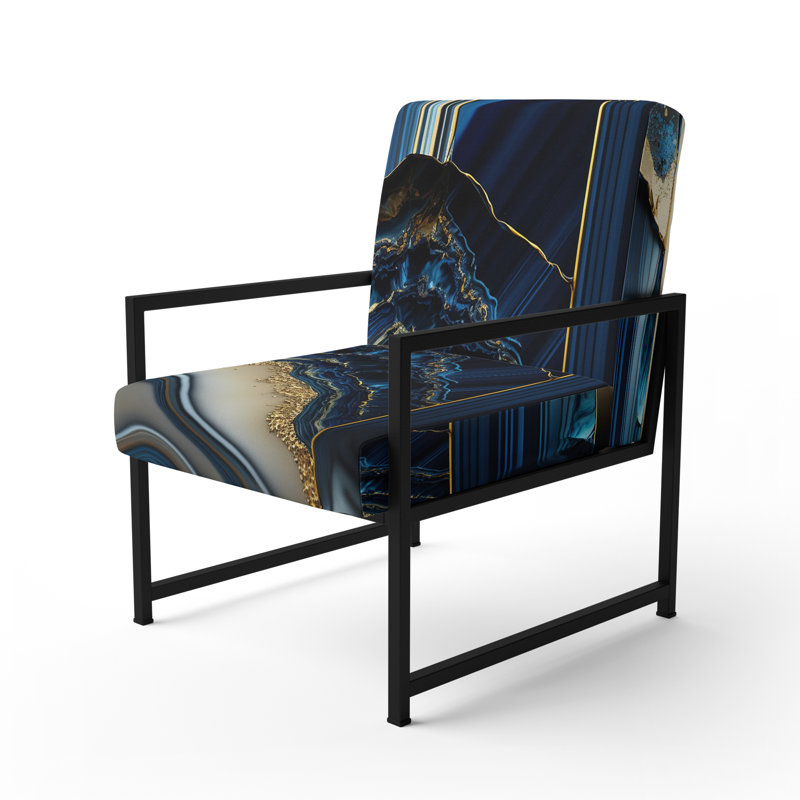 Crillon - Fauteuil d'appoint rembourré en marbre, Noir, noir, noir, noir