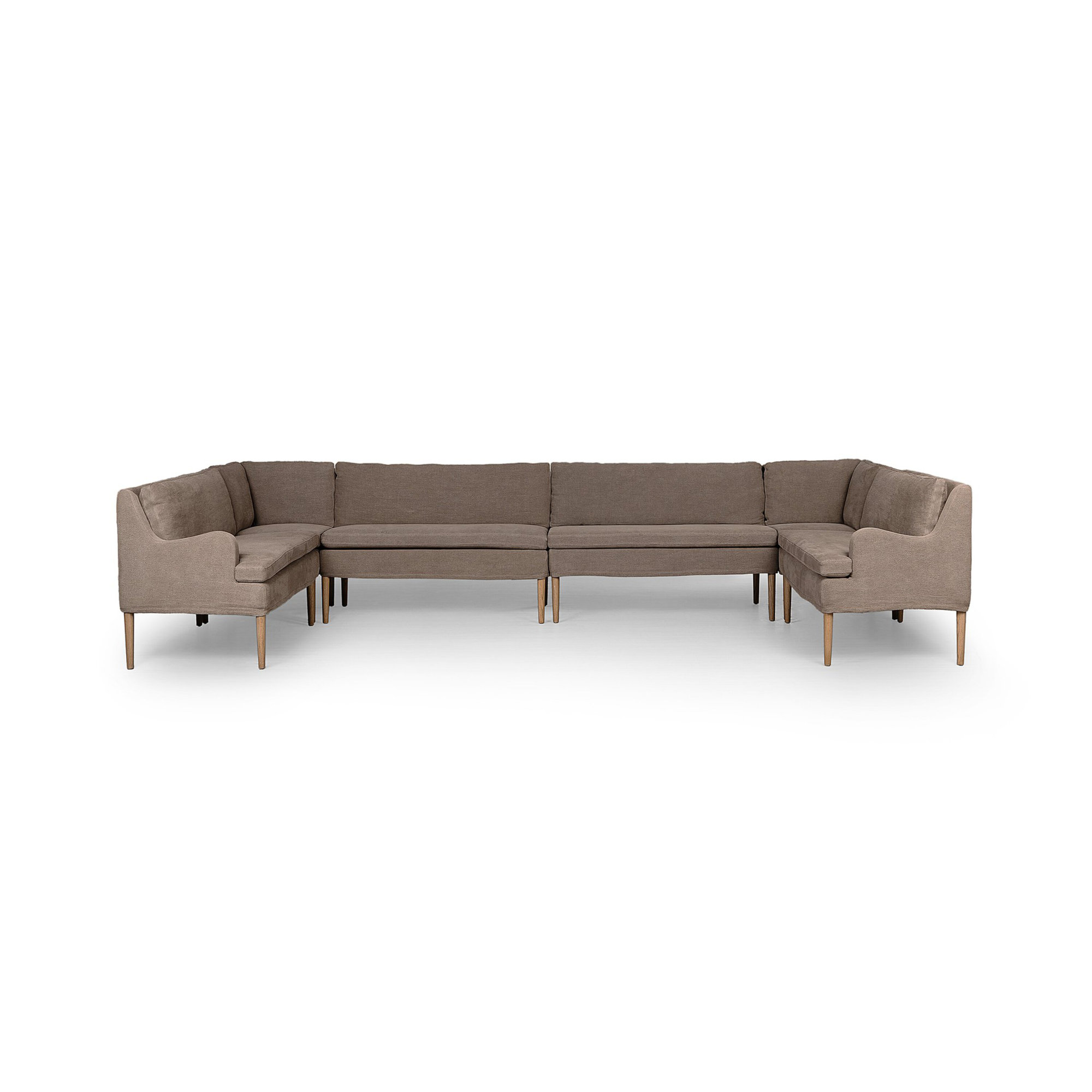 Aurelia Dining Banquette, Broadway Coffee Linen, 34.5" H x 152" W x 75" D
