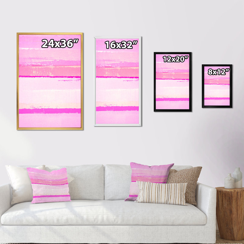 Colorfields in Shades of Pink - Peinture sur toile, H 20 po x l 12 po x P 1 po, Cadre flottant noir