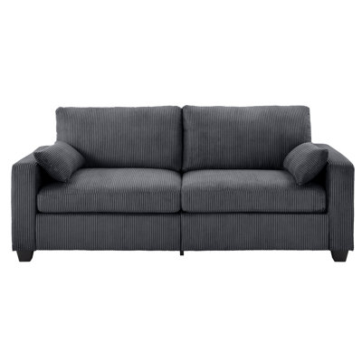 Coussin à ressorts gris moderne à 2 places avec housse amovible, structure en bois massif, hauteur de 33,8 po, poids de 100,9 lb pour les petits espaces, coussins, gris, siège, profondeur de 79 po