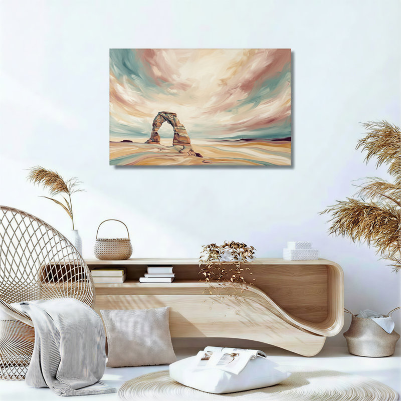 «Sandstone Arch in Swirling Pastel Desert Sky», art mural, H 24 po x l 36 po