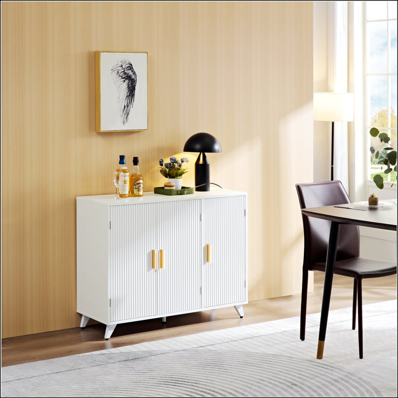 Ideboard With Wavy Texture Buffet Cabinet